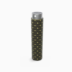 Étui de poche Olfazeta by Chogan à motif étoilé noir et doré, capuchon chromé, sur fond blanc