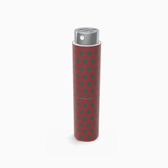 Étui de poche Olfazeta by Chogan à motif géométrique rouge et vert, capuchon chromé, fond blanc